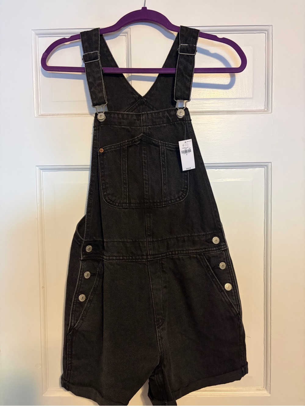 Old Navy Black Denim Short Overalls
